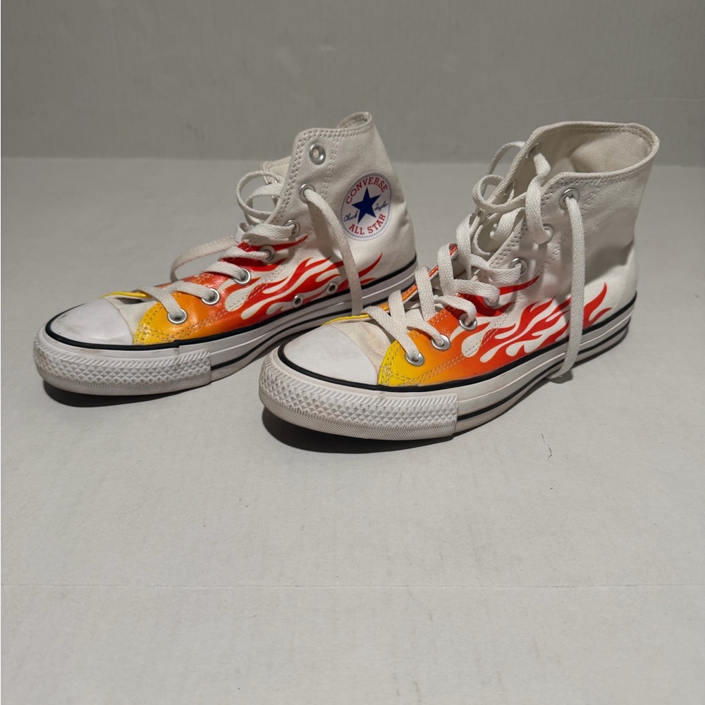 Converse Shoes White Flames All Stars Athletic Sneakers Chuck Taylor big kid's 6